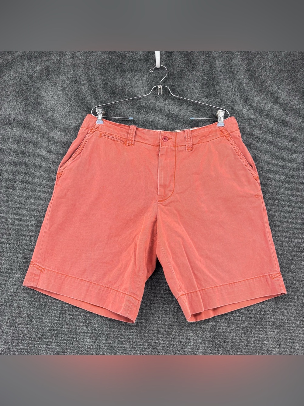 Polo By Ralph Lauren Preppy Coral Chino Shorts Men’s 34 Flat Front 9.5” Inseam